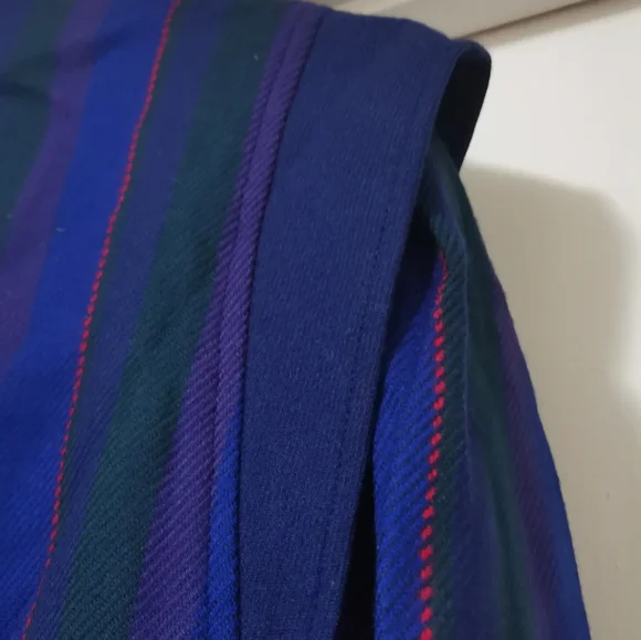 Vintage Avoca Collection Blue Purple Striped 100% Pure New Wool Jacket - Picture 10 of 10